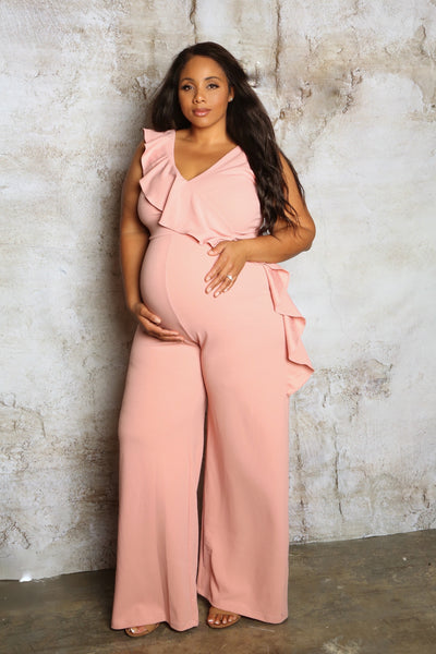 Pink Maternity Plus Size Jumpsuit ...